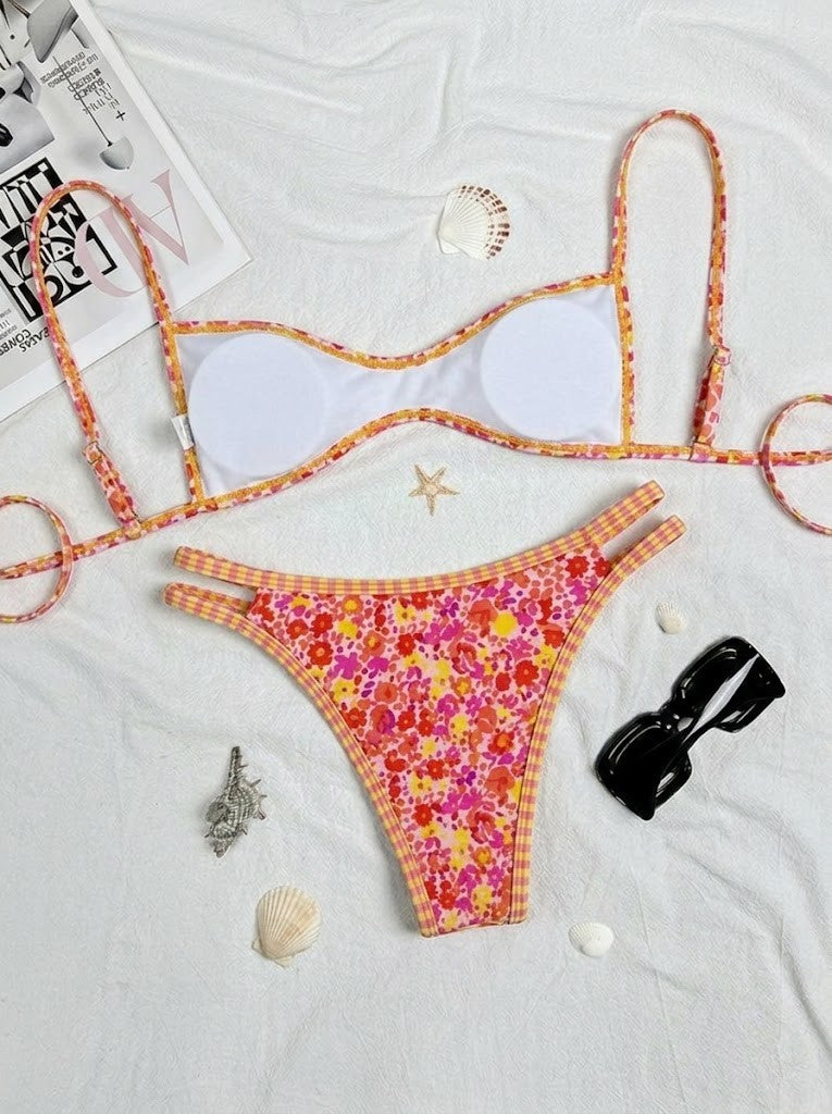Costume da Bagno Bikini Due Pezzi Sexy Senza Schienale con Lacci