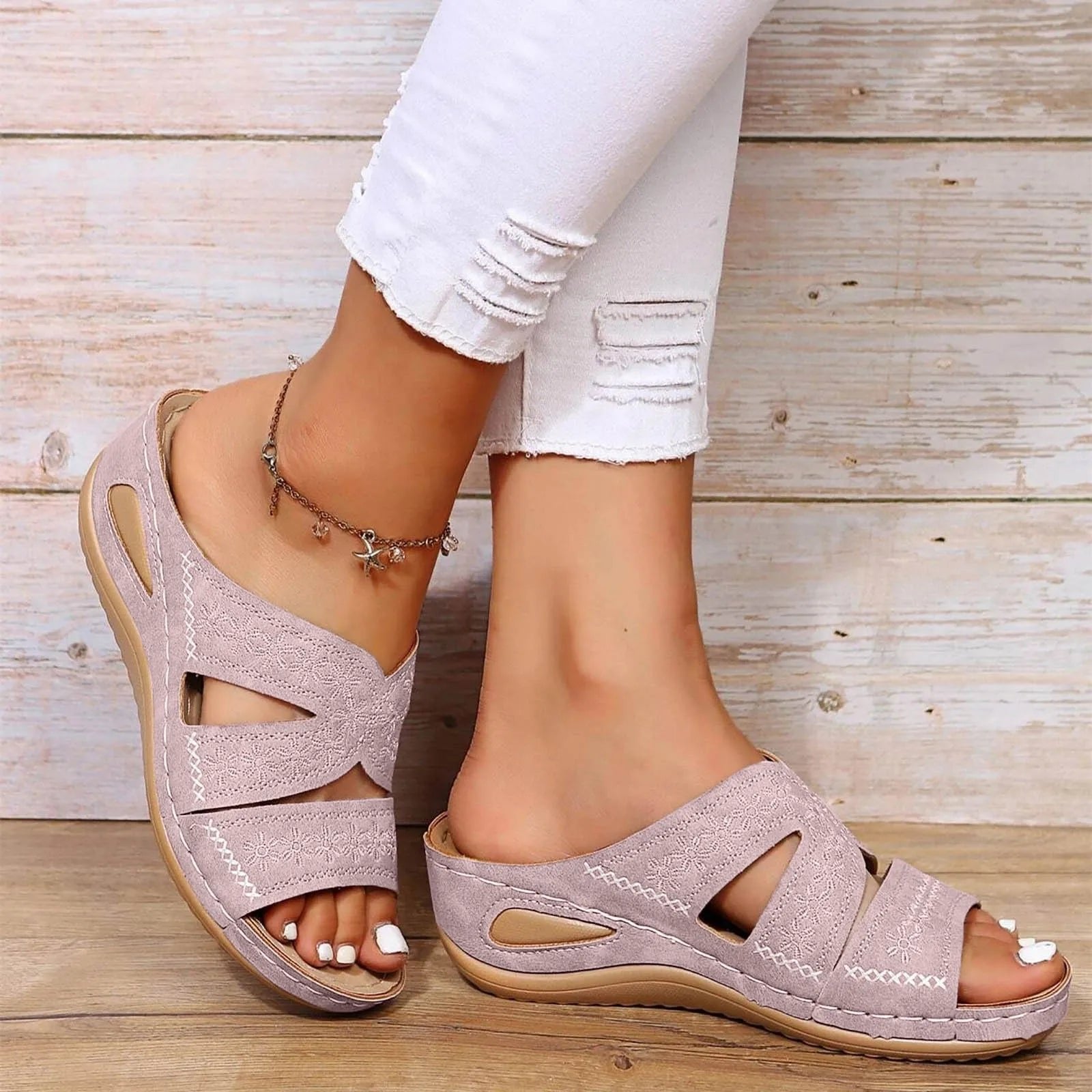 Sandali Ortopedici da Donna con Cinghie Incrociate Regolabili | Soletta Sagomata e Suola Leggera