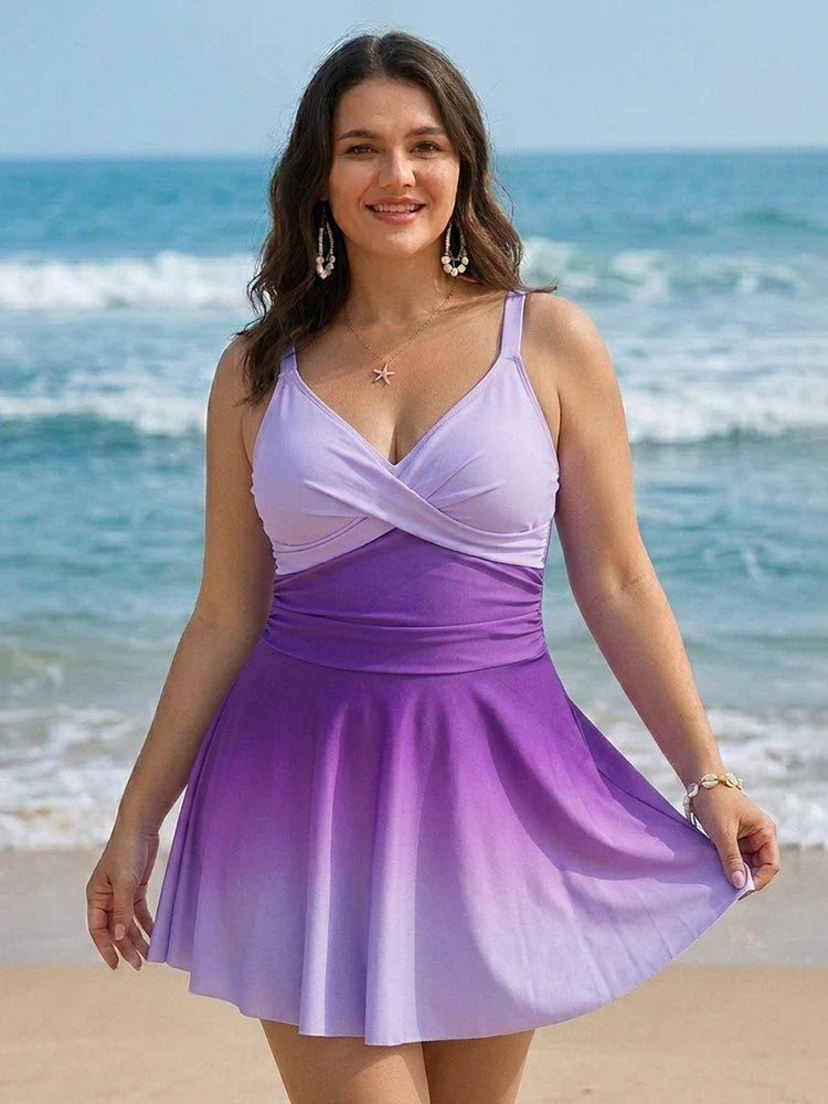 Costume da bagno intero a balze sexy sfumato