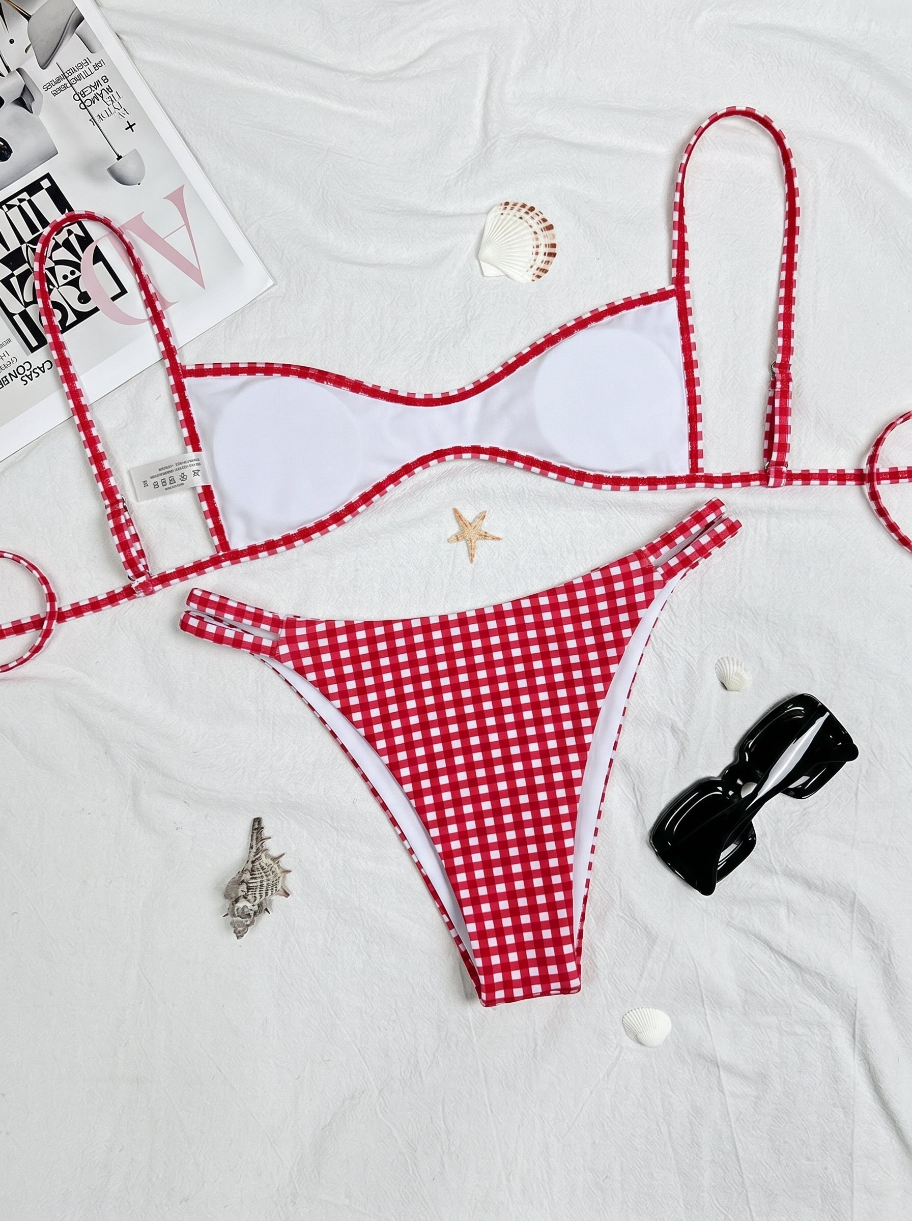 Costume da Bagno Bikini Due Pezzi Sexy Senza Schienale con Lacci