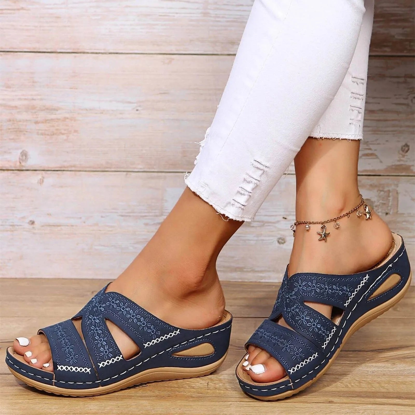 Sandali Ortopedici da Donna con Cinghie Incrociate Regolabili | Soletta Sagomata e Suola Leggera