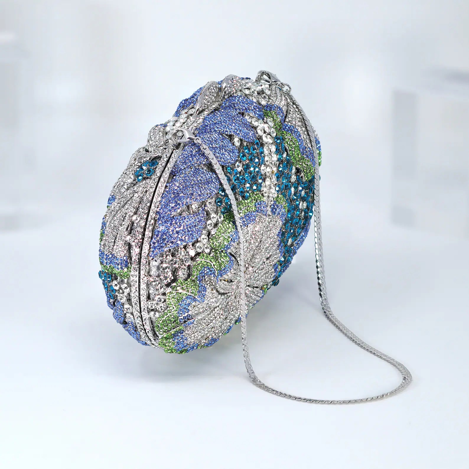Silver & Blue Crystal Evening Clutch