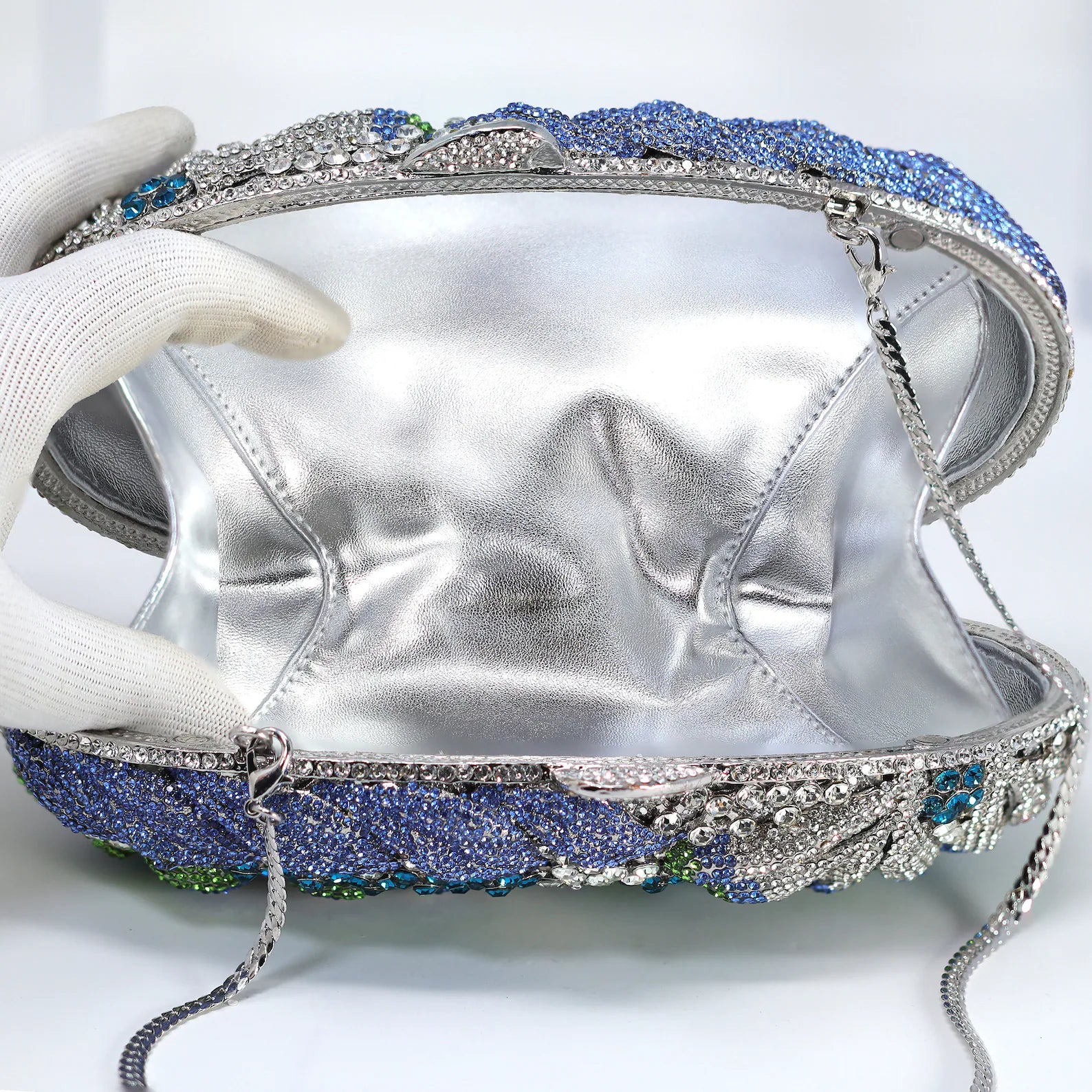 Silver & Blue Crystal Evening Clutch