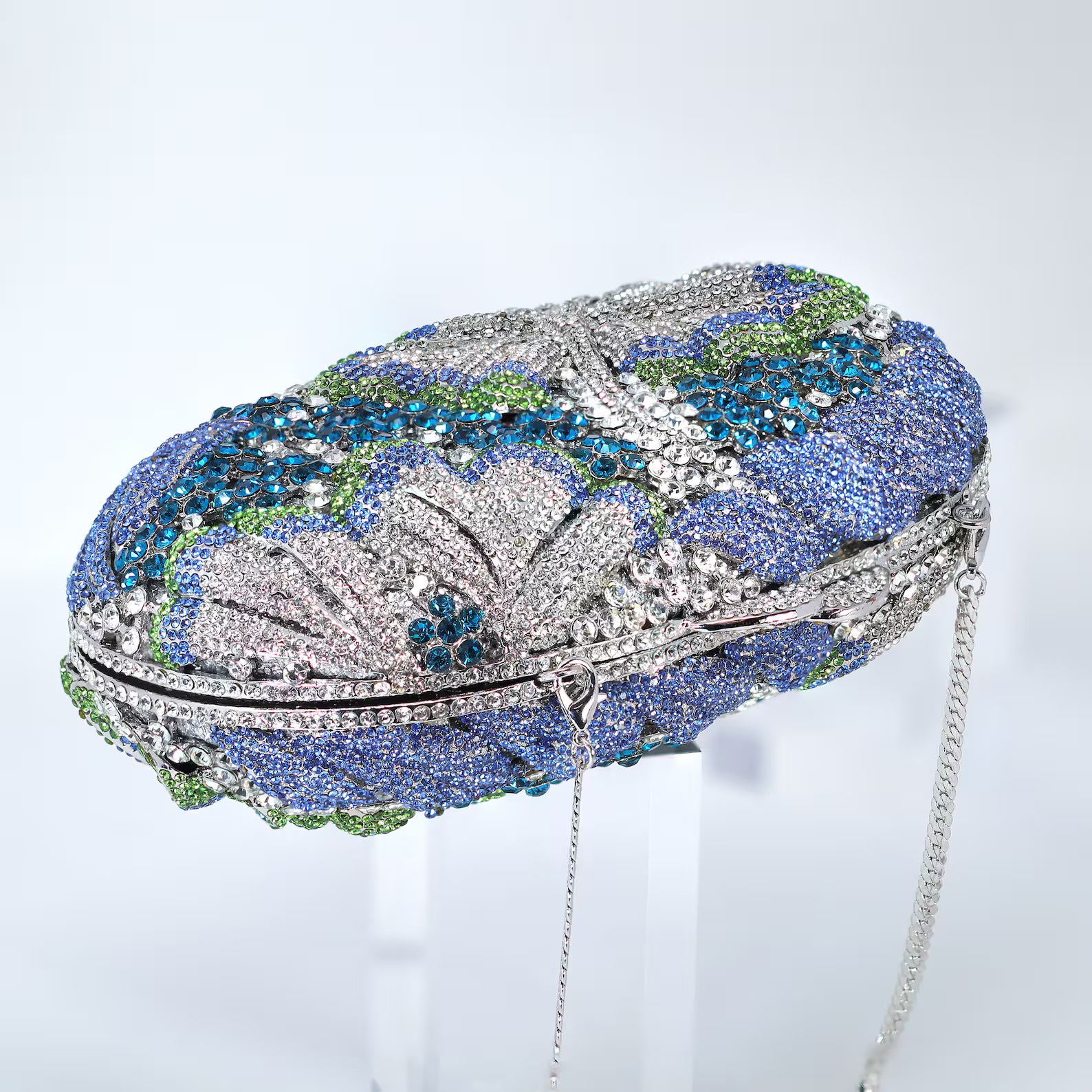 Silver & Blue Crystal Evening Clutch