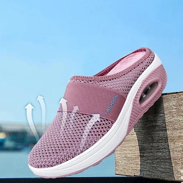 Sandali ortopedici a zeppa da donna, design in stile pantofole con supporto