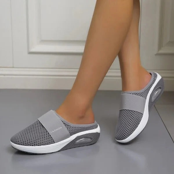 Sandali ortopedici a zeppa da donna, design in stile pantofole con supporto