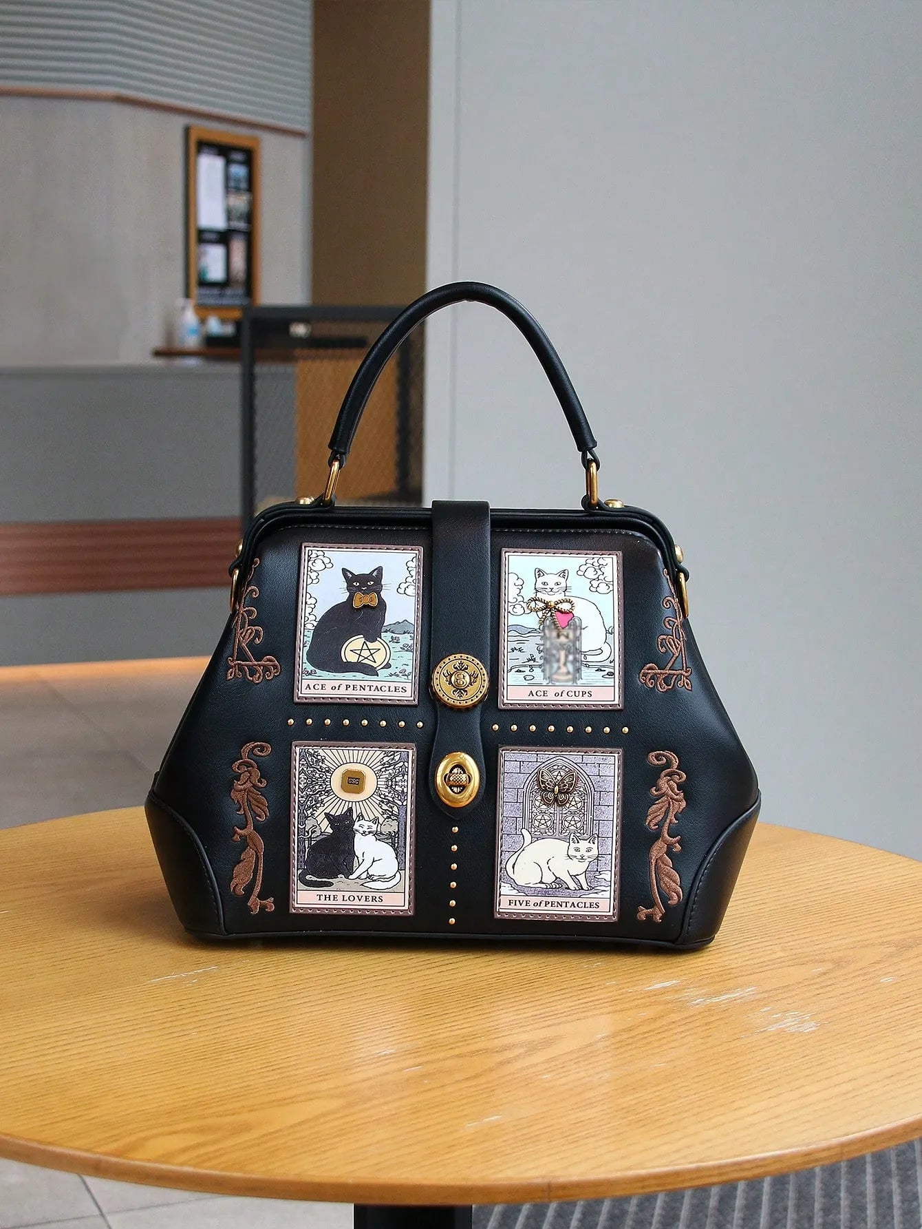 Lulu Rosalie — Borsa a Mano Tarot Cat in Pelle PU