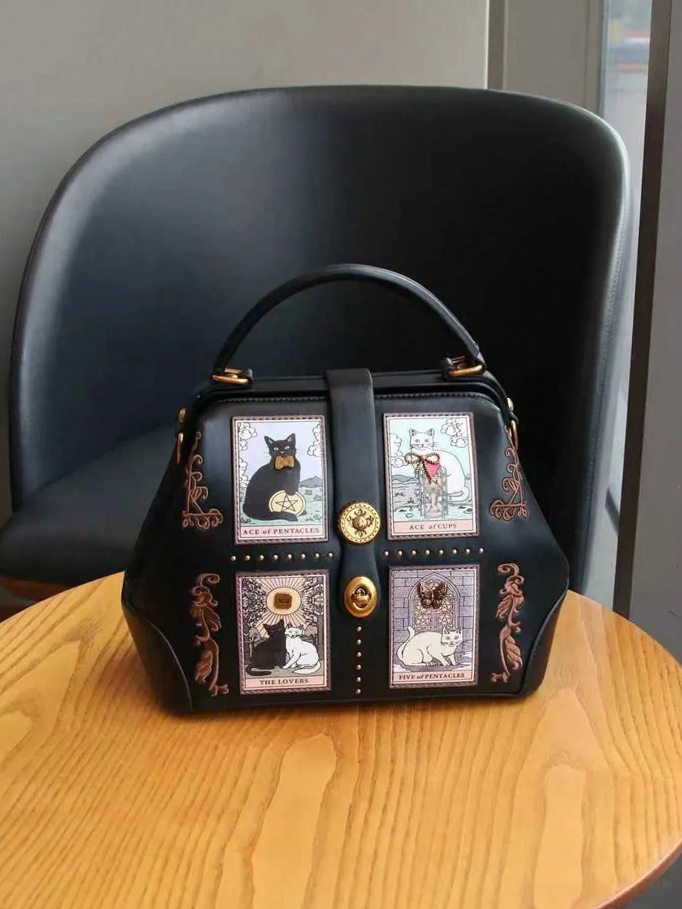Lulu Rosalie — Borsa a Mano Tarot Cat in Pelle PU
