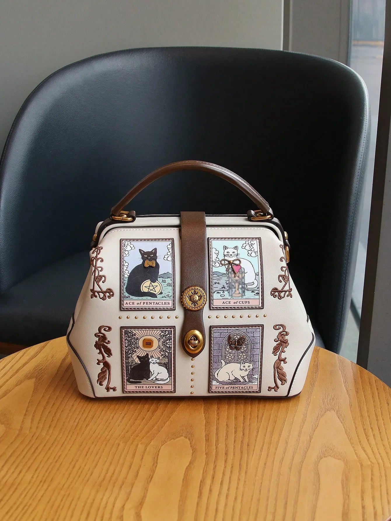 Lulu Rosalie — Borsa a Mano Tarot Cat in Pelle PU