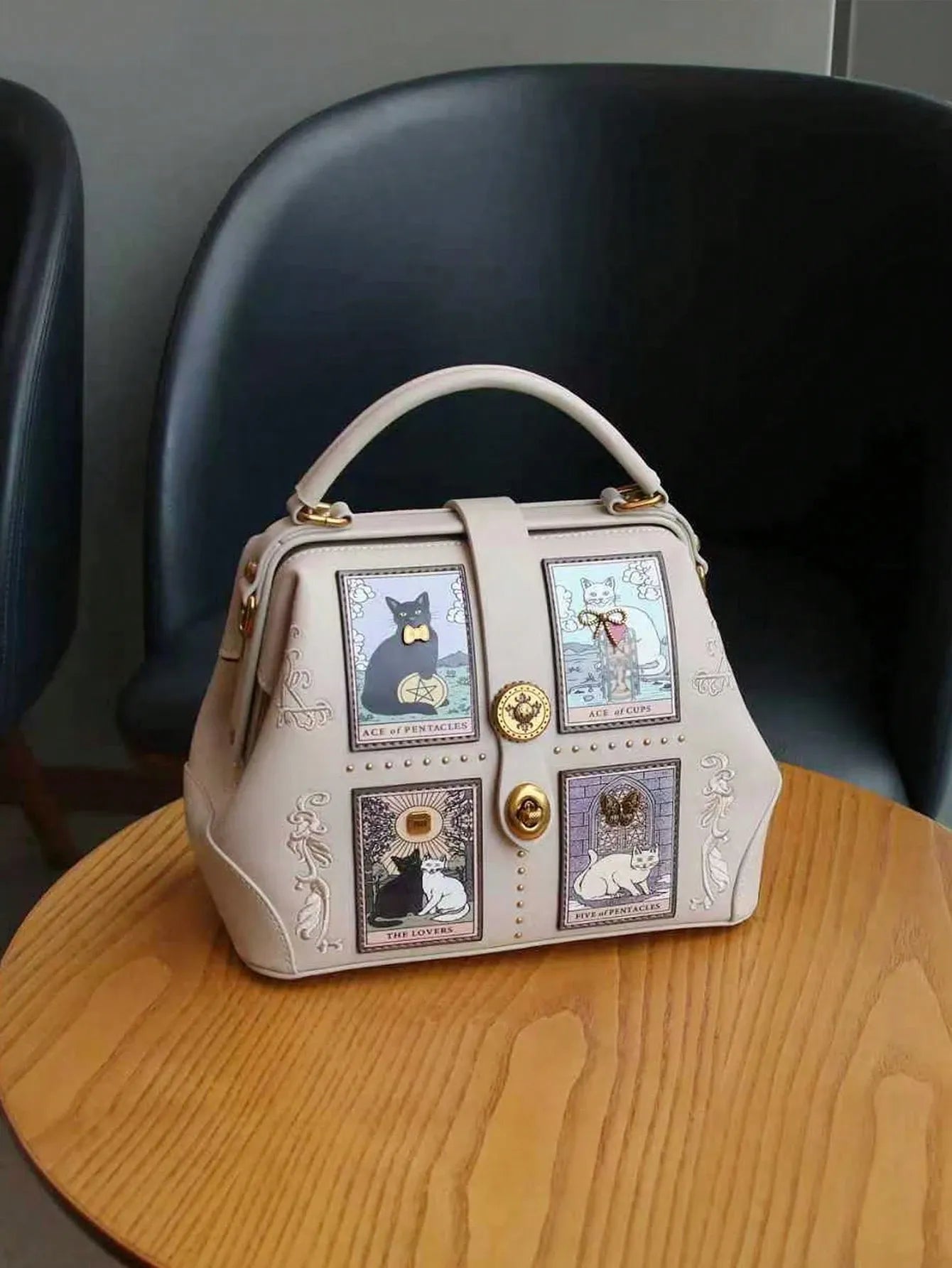 Lulu Rosalie — Borsa a Mano Tarot Cat in Pelle PU