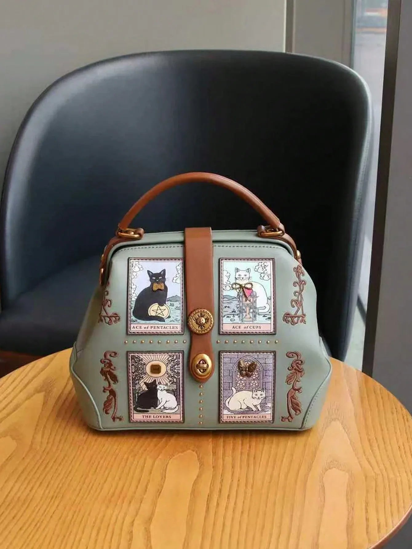 Lulu Rosalie — Borsa a Mano Tarot Cat in Pelle PU