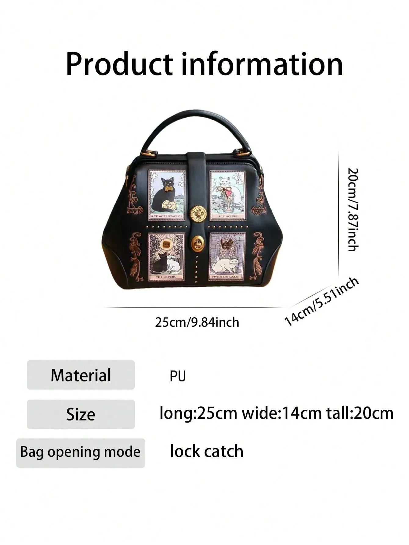 Lulu Rosalie — Borsa a Mano Tarot Cat in Pelle PU