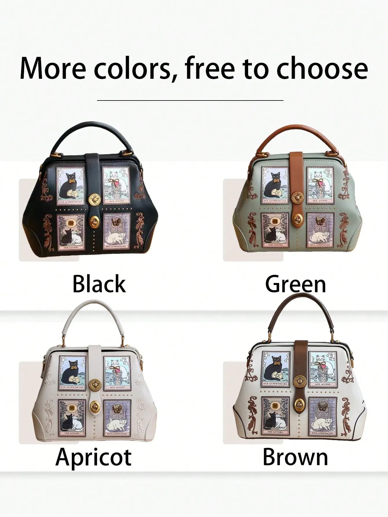 Lulu Rosalie — Borsa a Mano Tarot Cat in Pelle PU