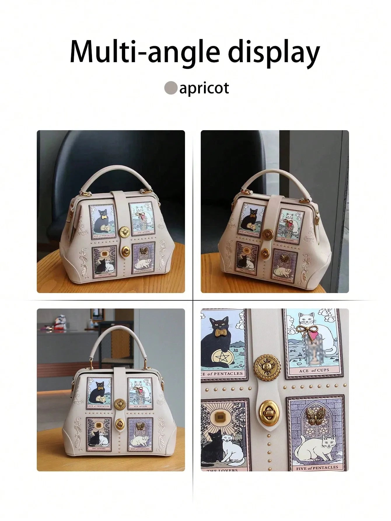 Lulu Rosalie — Borsa a Mano Tarot Cat in Pelle PU