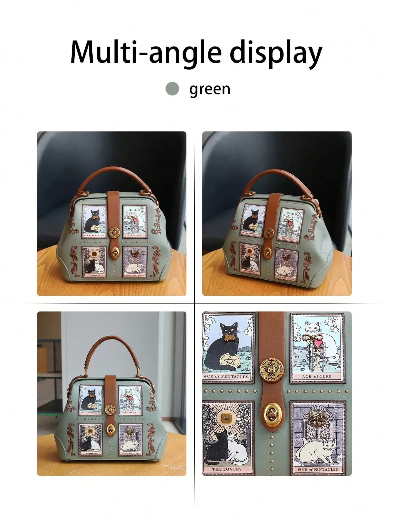 Lulu Rosalie — Borsa a Mano Tarot Cat in Pelle PU